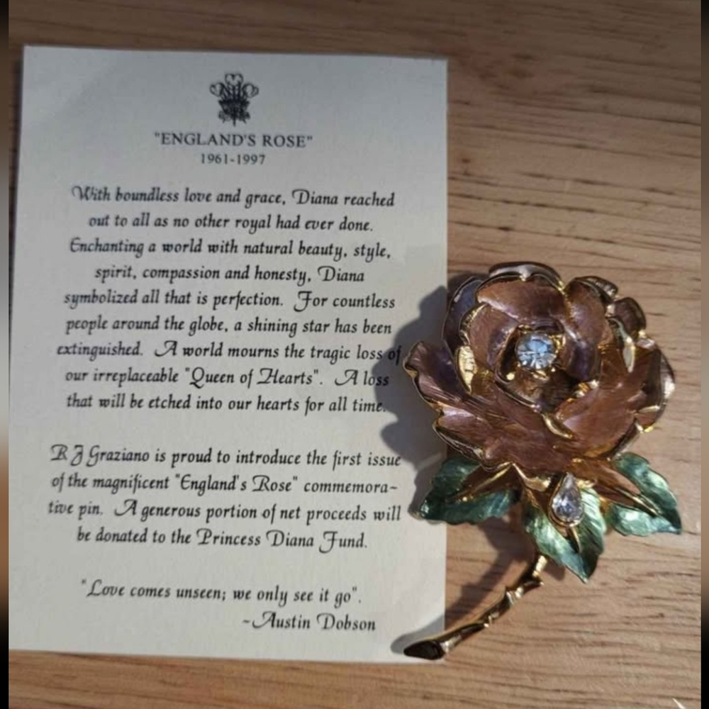 Austin Dobson English Rose. Tribute To Princess Diana Brooch